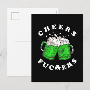 Cheers St Patricks Day Beer Drinking Funny Holiday Postcard