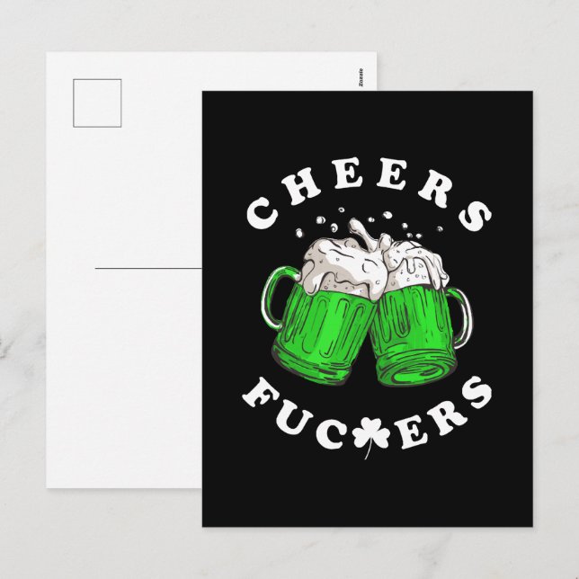 Cheers St Patricks Day Beer Drinking Funny Holiday Postcard (Front/Back)