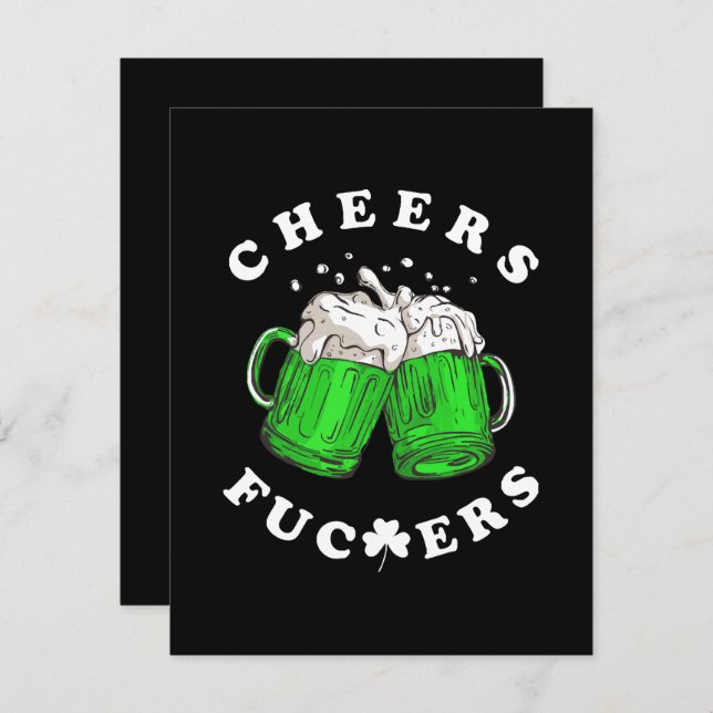 Cheers St Patricks Day Beer Drinking Funny RSVP Card (Front/Back)