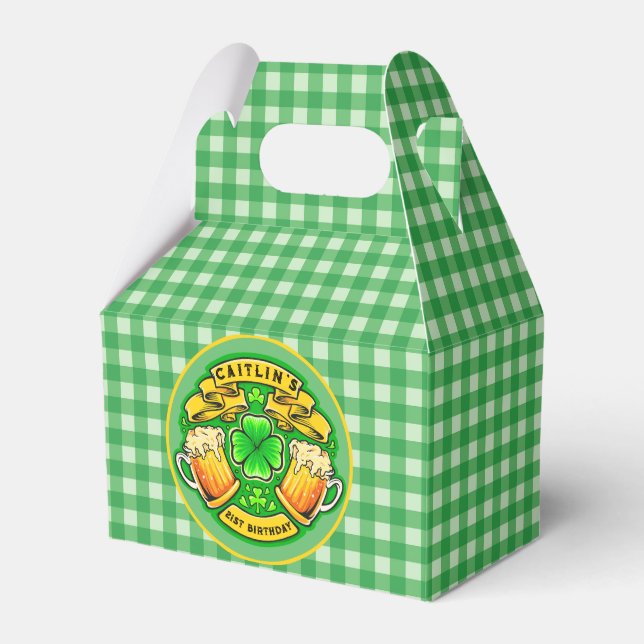 Cheers St Patricks Day Shamrock  21st Birthday  Favour Box (Front Side)