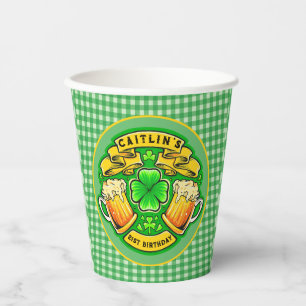 Cheers St Patricks Day Shamrock  21st Birthday  Paper Cups