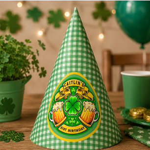 Cheers St Patricks Day Shamrock 21st Birthday Party Hat