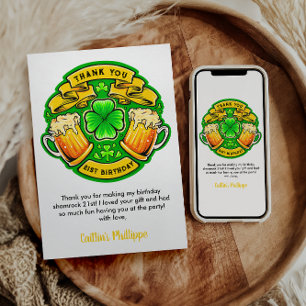 Cheers St. Patrick's Day Shamrock 21st Birthday  Thank You Card