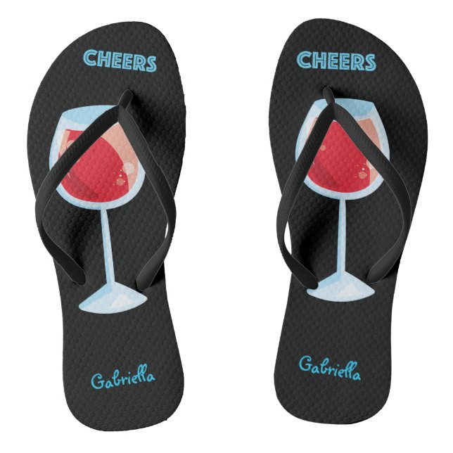 Cheers Summer Red Wine Flip Flops (Footbed)