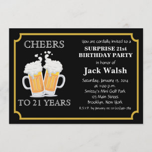 Cheers Surprise 21st Birthday Party Invitations