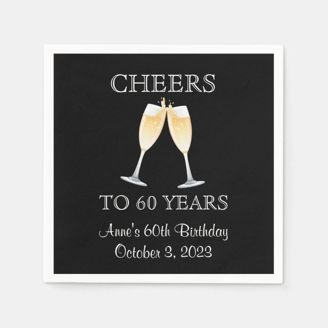 Cheers Surprise 60th Birthday White Paper Napkin (Front)