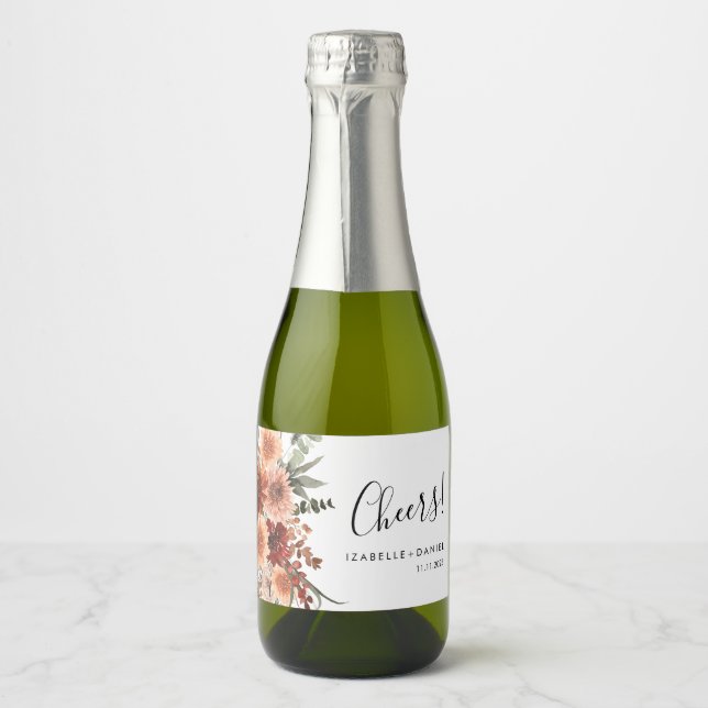 Cheers Terracotta Botanic Wedding Sparkling Wine L Label (Front)