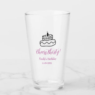 Cheers thirty birthday cake black scribble hand glass