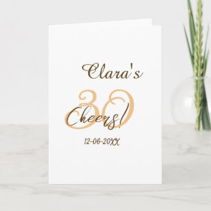 Cheers thirty birthday charcoal brown orange bold  card