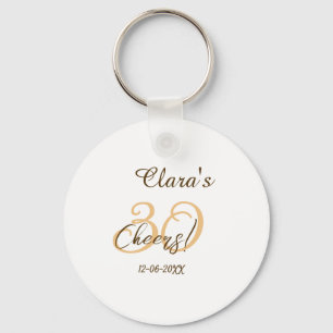 Cheers thirty birthday charcoal brown orange bold  key ring