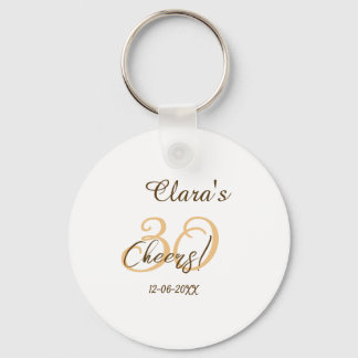 Cheers thirty birthday charcoal brown orange bold  key ring