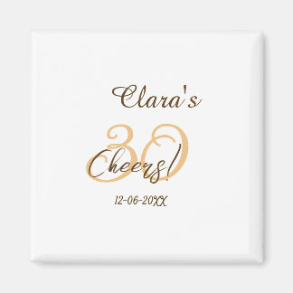 Cheers thirty birthday charcoal brown orange bold  magnet