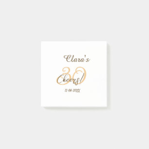 Cheers thirty birthday charcoal brown orange bold post-it notes