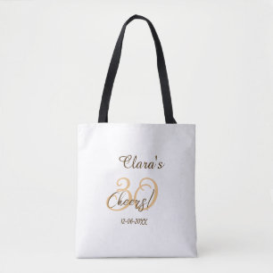 Cheers thirty birthday charcoal brown orange bold  tote bag