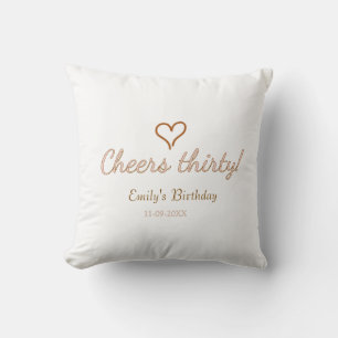 Cheers thirty birthday heart orange pink pastel mo cushion