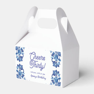 Cheers thirty birthday royal blue floral border na favour box