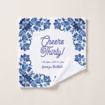 Cheers thirty birthday royal blue floral border na