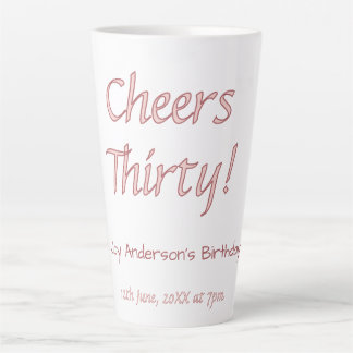 cheers thirty pink maron name trendy birthday simp latte mug