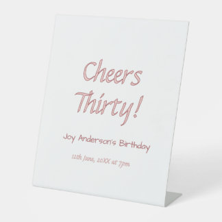 cheers thirty pink maron name trendy birthday simp pedestal sign
