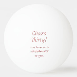 cheers thirty pink maron name trendy birthday simp ping pong ball