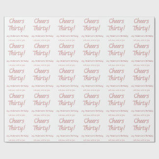 cheers thirty pink maron name trendy birthday simp wrapping paper