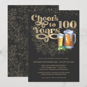 Cheers to 100 Years Milestone Birthday Party Invitation