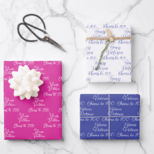 Cheers to 100 Years Pink Lavender 100th Birthday Wrapping Paper Sheet