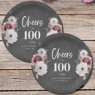  Cheers to 100th Birthday  Paper Plate