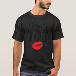 Cheers to 101 Years Lips Happy Birthday Leopard Bo T-Shirt