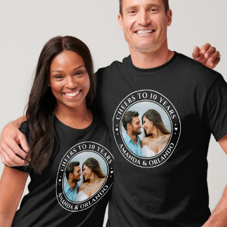 Cheers to 10 Years 10th Wedding Anniversary Photo T-Shirt