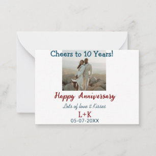 Cheers to 10 Years happy anniversary add photo dat Card