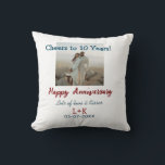 Cheers to 10 Years happy anniversary add photo dat Cushion<br><div class="desc">Design for couple love</div>