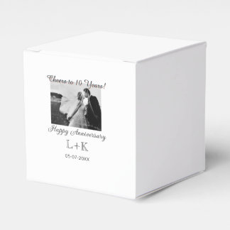 Cheers to 10 Years happy anniversary add photo dat Favour Box