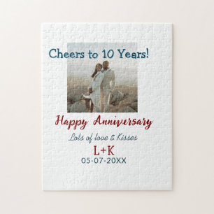 Cheers to 10 Years happy anniversary add photo dat Jigsaw Puzzle