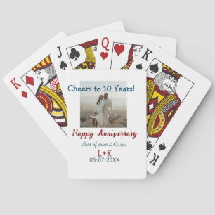 Cheers to 10 Years happy anniversary add photo dat Playing Cards