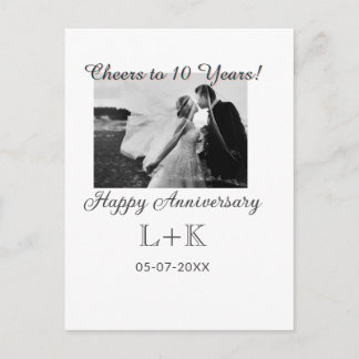 Cheers to 10 Years happy anniversary add photo dat Postcard