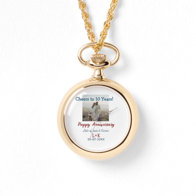 Cheers to 10 Years happy anniversary add photo dat Watch (Front)