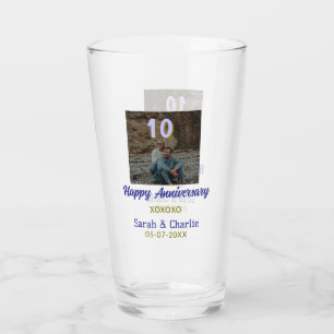 Cheers to 10 Years happy anniversary purple golden Glass