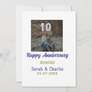 Cheers to 10 Years happy anniversary purple golden Invitation