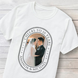 "Cheers to 10 Years" Wedding Anniversary Photo T-Shirt