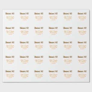 Cheers to 10th wedding anniversary brown orange wrapping paper