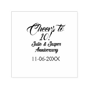 Cheers to 10th wedding anniversary mauve golden na self-inking stamp