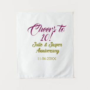 Cheers to 10th wedding anniversary mauve golden na tapestry