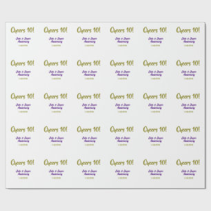 Cheers to 10th wedding anniversary purpl golden na wrapping paper