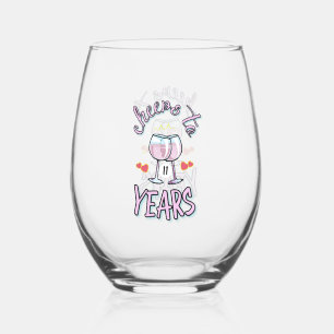Cheers to 11 years wedding anniversary champagne  stemless wine glass
