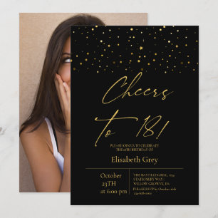 Cheers to 18⎮Gold Modern 18th Birthday Invitation