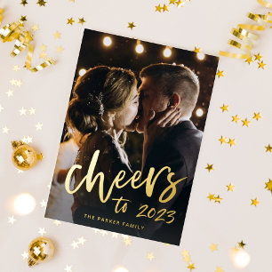 Cheers to 2023   New Year Gold Foil Holiday Card