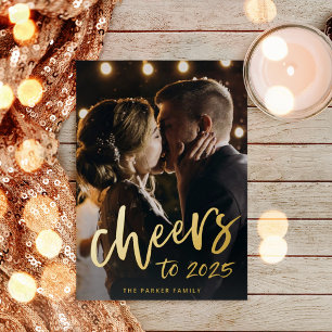 Cheers to 2023   New Year Gold Foil Holiday Card