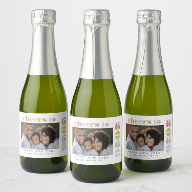 Cheers to 2023 New Year Holiday Photo Wine Label (Bottles)