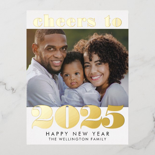 Cheers to 2024 New Year Photo Gold Foil Holiday Postcard (Front)